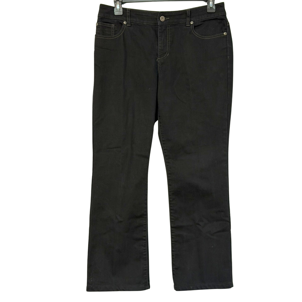 Chico’s Platinum Denim Sz 1.5 (10) Ultimate Fit Bootcut Jeans 29.5"Lx35"W Black